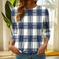thumbnail image 1 of Heisall Women's T-Shirts 3/4 Sleeve Round Neck Loose Casual Striped Non-positional Print Spring/Autumn Fashion, 1 of 7