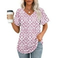 thumbnail image 1 of Heisall Women's V Neck Printed Casual Short Sleeve Pullover Tops Spring Summer Fashion Blouse, 1 of 5