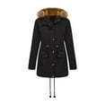 thumbnail image 1 of Heisall Women's Winter Coat Solid Color Buttoned Waist Double Pockets Long Sleeve Plush Lining Casual Loose Fit Fashionable Outerwear, 1 of 5