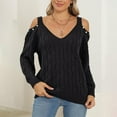 thumbnail image 1 of Heisall Womens Autumn Winter Sweaters Deep V Neck Off Shoulder Loose Pullover Fashion Sexy Style Sweaters, 1 of 3