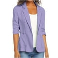 thumbnail image 1 of Heisall Womens Blazer 3/4 Sleeve Solid Color Cotton Linen Button Front Casual Office Wear, 1 of 6