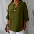 thumbnail image 1 of Heisall Womens Blouse 3/4 Sleeve V Neck Button Solid Color, 1 of 8