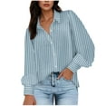 thumbnail image 1 of Heisall Womens Blouses Solid Color Lapel Collar Long Sleeve Button Front Puff Sleeve Shirts, 1 of 7