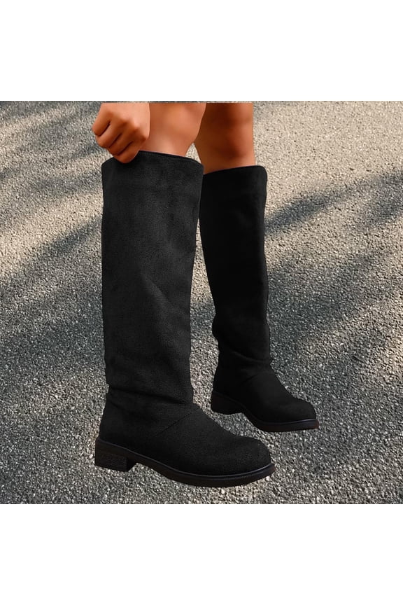 Womens Boots Low Heel Suede Knee High & Mid-Calf Boots Autumn Winter New Arrival Versatile Fashion Casual