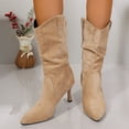 thumbnail image 1 of Heisall Womens Boots Suede Plus Size Pointed Toe High Heel Fashion Ankle Boots Autumn Winter Comfortable Edgy Pleated Mid-Calf Boots Stylish Casual Wear, 1 of 8