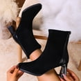 thumbnail image 1 of Heisall Womens Boots Versatile Plus Size Round Toe Comfortable Chunky Heel Slip-On Cotton Shoes Autumn Winter Style Thick Sole Back Zipper Suede Ankle Boots Mid Heel Casual Fashion, 1 of 8