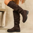 thumbnail image 1 of Heisall Womens Boots Winter New Suede Round Toe Block Heel Crinkle Back Lace-Up Knee High Equestrian Mid Heel Casual Fashion Boots, 1 of 8