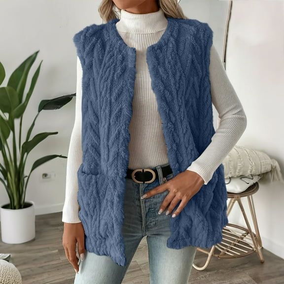 Heisall Womens Cardigan Sleeveless Knitted Sweater Vest Button Front With Pockets Loose Fit Casual Fashionable Outerwear