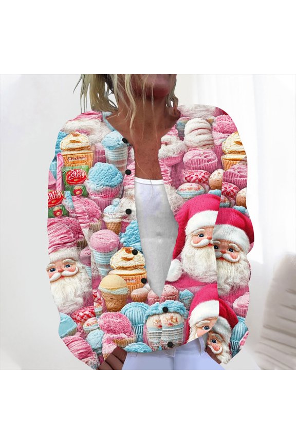 Womens Cardigans Casual Floral Print Knit Button Front Open Front Tops