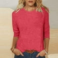 thumbnail image 1 of Heisall Womens Casual 3/4 Sleeve T Shirts Crew Neck Loose Fit Tunic Tops Solid Basic Tops Tees, 1 of 5