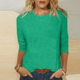 thumbnail image 1 of Heisall Womens Casual 3/4 Sleeve T Shirts Crew Neck Loose Fit Tunic Tops Solid Basic Tops Tees, 1 of 5