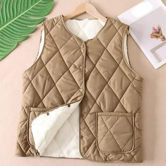 Heisall Womens Casual Vests V Neck Pocket Button Front Sleeveless Hoodless Solid Color Outerwear