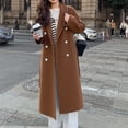 thumbnail image 1 of Heisall Womens Coat Solid Color Button Double Pocket Turn-down Collar Long Sleeve Hoodless Tie-Waist Casual Outerwear, 1 of 3