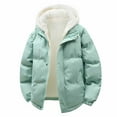 thumbnail image 1 of Heisall Womens Coat Solid Color Hooded Fleece-Lined Cotton Jacket Long Sleeve Casual Zippered Outerwear with Dual Pockets, 1 of 4