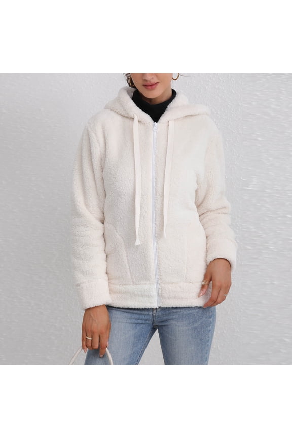 Womens Coats 2025 Autumn Winter Casual Versatile Thickened Warm Long Sleeve Hooded Plush Jackets Fashion Loose Outerwear