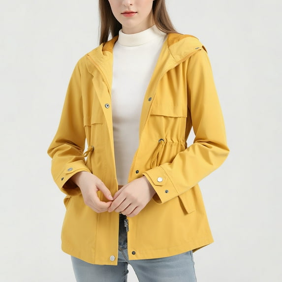 Heisall Womens Coats 2025 Autumn Winter Fashion Long Sleeve Hooded Casual Mid-Length Trench Coats Daily Loose Outerwear