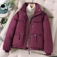 thumbnail image 1 of Heisall Womens Coats Casual Loose Stand Collar Thickened Warm Short Quilted Jacket Long Sleeve Winter Outerwear, 1 of 3