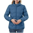 thumbnail image 1 of Heisall Womens Coats Short Length Loose Fit Zip Pockets Stand Collar Long Sleeve No Hood Casual Quilted Jackets, 1 of 6