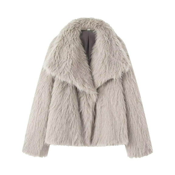 Heisall Womens Coats Solid Color Faux Fur Fluffy Plush Outerwear Casual Winter Style
