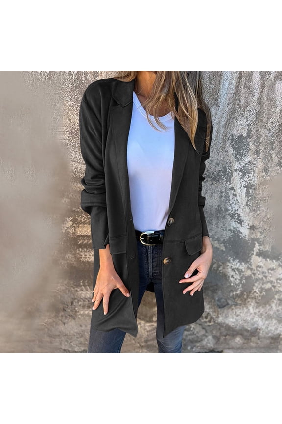 Womens Coats Warm Long Sleeve Loose Casual Jackets No Hood Fashion Outerwear