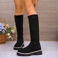 thumbnail image 1 of Heisall Womens Fashion Casual Retro Boots Solid Color Chunky Heel Round Toe Slimming Stretch Mid-Calf Mid Heel Versatile Ankle Boots, 1 of 8
