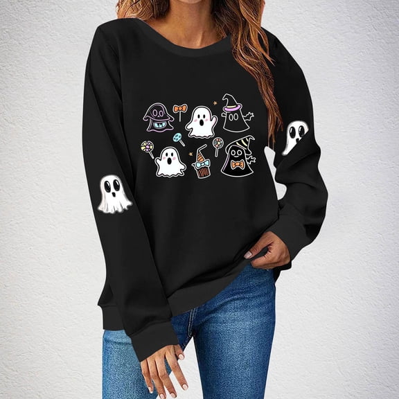 Heisall Womens Hoodie 2025 Autumn Winter Long Sleeve Hooded Pullover Halloween Print Loose Casual Fashion Sweatshirt