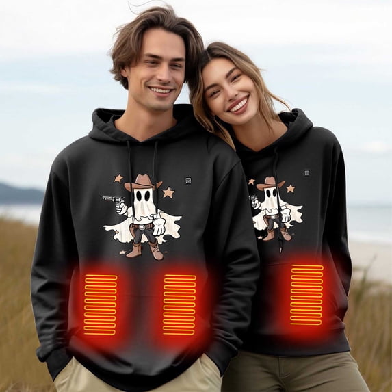 Heisall Womens Hoodies 2025 Winter Smart Heating Hooded Sweatshirts Thermal Electric-Heated Tops Fashion Loose Casual Electric Heating Apparel