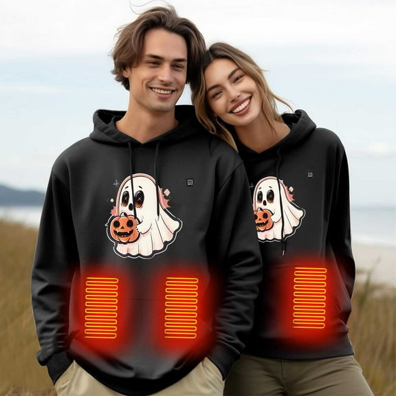 Heisall Womens Hoodies 2025 Winter Smart Heating Hooded Sweatshirts Thermal Electric-Heated Tops Fashion Loose Casual Electric Heating Apparel