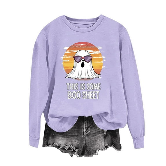 Heisall Womens Hoodies Halloween Print Long Sleeve No Hood Loose Casual Fashion Autumn Winter