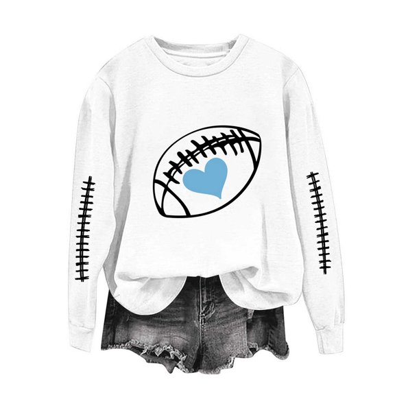 Heisall Womens Hoodies Long Sleeve Loose Casual Rugby Print Pullovers Fashion Sweatshirts