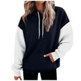 thumbnail image 1 of Heisall Womens Hoodies Long Sleeve Loose Fit Casual Pullover with Pockets Solid Color & Contrast Panels Fashion Style, 1 of 7