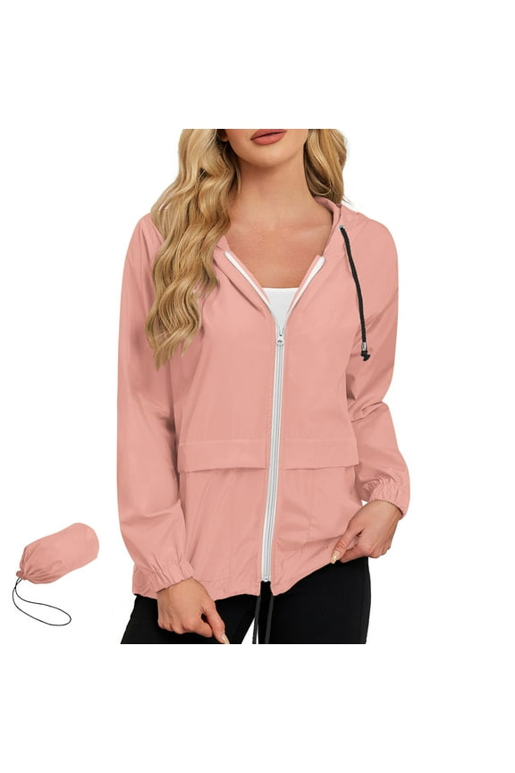 Womens Jacket Hooded Half-Zip Lightweight Outdoor Sports
