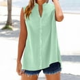 thumbnail image 1 of Heisall Womens Shirts Summer Pure Color Sleeveless Stand Collar Button-Up Side Slit No Pocket Linen Casual Vest, 1 of 8
