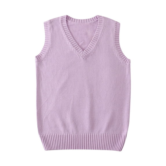 Heisall Womens Sweater Vest Sleeveless V-Neck Solid Color 100% Cotton Knit Casual Autumn Fashion