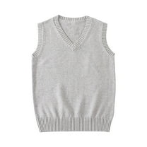 Heisall Womens Sweater Vest Sleeveless V-Neck Solid Color 100% Cotton Knit Casual Autumn Fashion