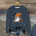 thumbnail image 1 of Heisall Womens Sweatshirt Halloween Theme Glitter Print Round Neck Casual Sporty Long Sleeve Fleece-lined Autumn Winter Fashion Casual Tops, 1 of 9