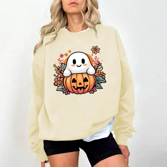 Heisall Womens Sweatshirts 2025 Autumn Winter Loose Long Sleeve Halloween Print Casual Fashion Crewneck Tops