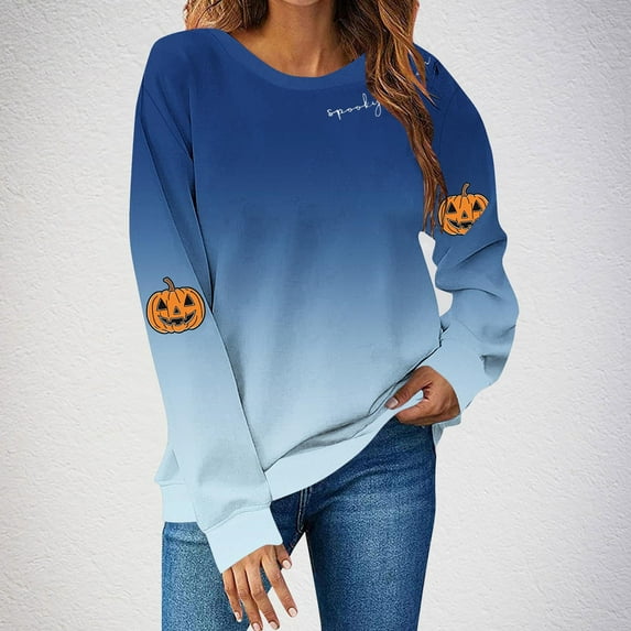 Heisall Womens Sweatshirts Halloween Print Round Neck Long Sleeve Drop Shoulder Fall Winter 2025 Fashion Loose Casual Sweatshirts