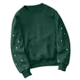 thumbnail image 1 of Heisall Womens Sweatshirts Long Sleeve Round Neck Loose Casual Solid Color Sleeve Rhinestone Design Pocket No Hood Fashion, 1 of 3