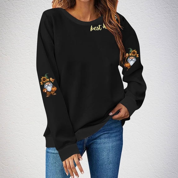 Heisall Womens Sweatshirts Long Sleeve Round Neck Loose Casual Thanksgiving Print Fashion Sweatshirts