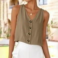 thumbnail image 1 of Heisall Womens Tank Tops V-Neck Button Front Solid Color, 1 of 8