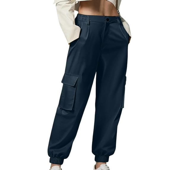 Heisall Womens Tapered Cargo Pants High Waisted Slimming Joggers Stretchy Long Trousers Casual Hiking Pants with Pockets