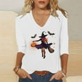 thumbnail image 1 of Heisall Womens Tops 2025 Fall Halloween Print V Neck Round Neck 3/4 Sleeve Loose Casual Blouses Halloween Fashion Shirts, 1 of 5