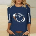 thumbnail image 1 of Heisall Womens Tops 3/4 Sleeve Round Neck Loose Casual Fashion T-Shirts Rugby Print, 1 of 3