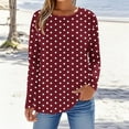 thumbnail image 1 of Heisall Womens Tops Long Sleeve Round Neck Tshirts Polka Dot Print, 1 of 5