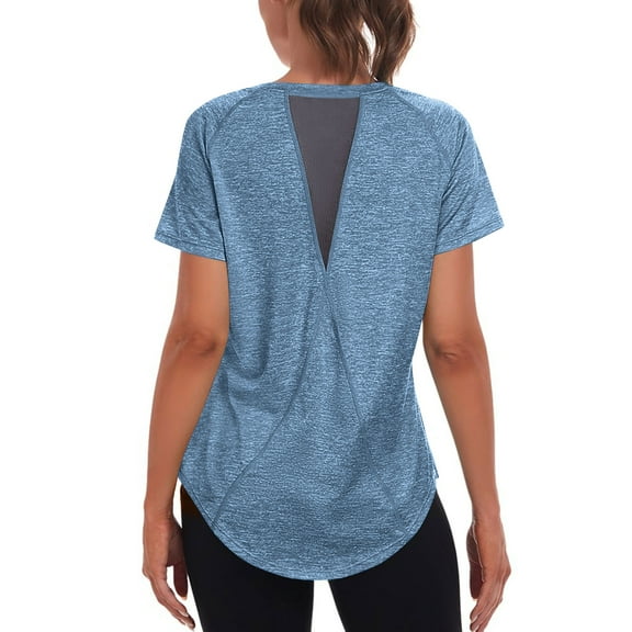Heisall Womens Tops Loose Fit Sporty Quick-Dry Mesh Panels Breathable Round Neck Short Sleeve Curved Hem Casual Athletic T-Shirts