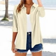 thumbnail image 1 of Heisall Womens Tops Solid Color Lapel Collar Button-Up 3/4 Sleeve V-Neck Fashion Blouses, 1 of 8