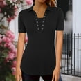 thumbnail image 1 of Heisall Womens Tops Solid Color Lapel Neck Button Short Sleeve Casual Tshirts Fashion Comfortable, 1 of 6