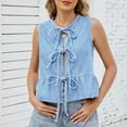 thumbnail image 1 of Heisall Womens Vests Denim Casual Solid Color Bow Tie Lace-Up Fashionable & Stylish Tank Tops, 1 of 9