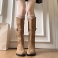 thumbnail image 1 of Heisall Womens Western Boots Multi-color Suede Chunky Heel Comfortable Mid-Calf Ankle Boots Autumn Winter Edgy Stylish Casual, 1 of 8